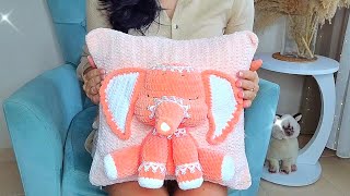 МК наволочка с 3Д СЛОНИКОМ крючком | How to CROCHET a cushion cover with 3D ELEPHANT ❤️  #вязание