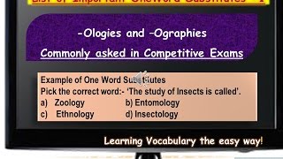 Ologies and Ographies asked in Competitive Exams