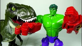 Go Marvel Hulk Toy! Help Thor defeat Venom, Dinosaur Toys! #LotsMoreToys