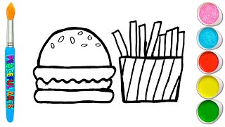 Let's Draw And Paint Fast food Together | Painting, Drawing, Coloring Tips for Toddlers & Kids