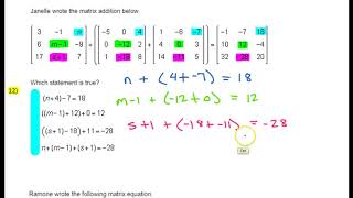 Day 1 Quiz (12) Finding Equations within Matrix Equations