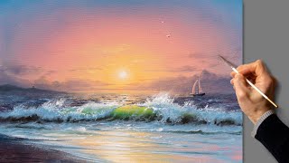 ❤️ Acrylic Painting - Sea Sunset / Landscape Art / Easy Drawing Tutorials / Satisfying Relaxing