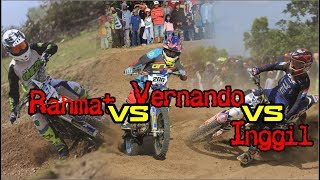 FIGHT !!! Inggil Vs Rahmat Vs Vernando Tulandi Moto 1 125 cc Junior The Car Grasstrack Sidrap