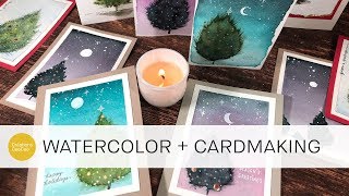 watercolor: fluffy christmas tree cards