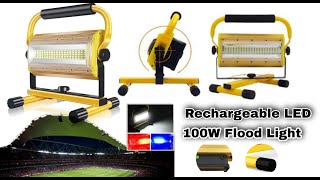 Rechargeable LED Floodlight 100W Super Bright Waterproof Portable LED Work Light with Stand