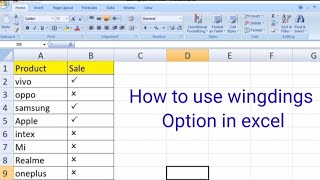 How to use Wingding Option in Excel