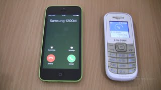 Incoming call & Outgoing call at the Same Time Iphone 5c Green Gold+Samsung 1200M