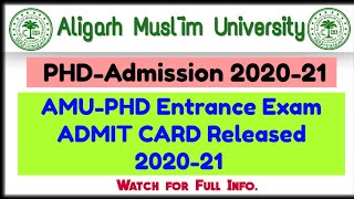 AMU phd entrance exam admit card released | amu phd admit card 2021