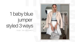 1 Baby blue jumper styled 3 ways