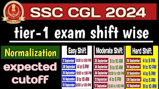 SSC CGL tier-1 exam shift wise || expected cutoff with normalization || SSC CGL 2024