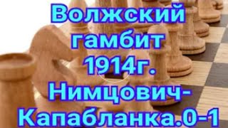 1) Лекция.  Волжский гамбит. Нимцович - Капабланка. 0-1.1914. Санкт-Петербург. Шахматы