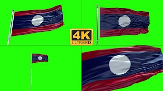 Laos flag green screen 4k