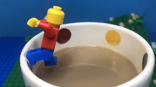 lego man falls into coffee