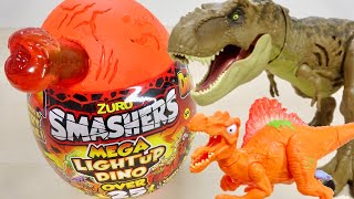 スライムに砂,シュワシュワ火山!隠れたパーツを取り出してT-REXを組み立て♪SHASHERS MEGA LIGHTUP DINO OVER25 SURPRISES!