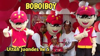 Ultah Juandes ke 5 Seru Bersama Badut Boboiboy dan Balonnya banyak