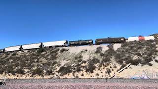 UP 8321 Leads Southbound Manifest Train Passes Through Blue Cut CA