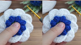 Wow amazing 💯🙏*ilginç desen* very beautiful very easy crochet flower motif making #crochet #knitting