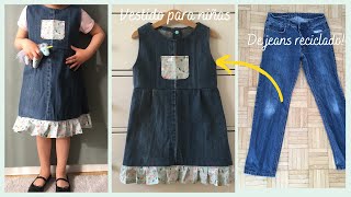 Reciclaje de Jeans / Vestido de jeans reciclado / SIN PATRON/  Mädchen Kleid aus Recycling Jeans