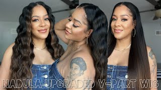 Nadula UPGRADED Ombre Yaki Straight V-Part Wig | Instant Sew In | Draw String