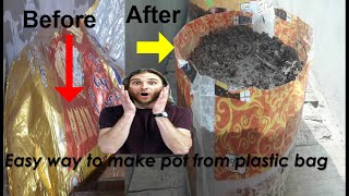 Easy way to make flower pots from plastic bag   / make & easy with shaz crafting/ homemade pots idea