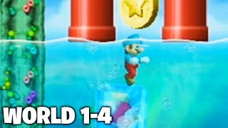 New Super Mario Bros. Wii - World 1-4 (100% - All Starcoins)