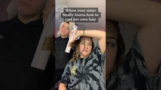 Still don’t know how to curl my hair 😭 #twins #comedy #funny #youtubeshort #humor #explorepage #me