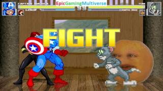 Black Widow And Captain America VS Tom Cat And The Annoying Orange In A MUGEN Match / Battle / Fight