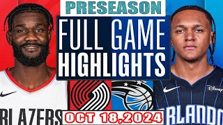 Portland Trail Blazer Vs Utah Jazz FULL GAME Highlights Oct 18,2024 NBA Preseason