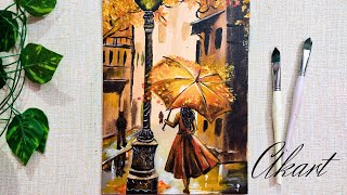 Rainy Day Painting/Acrylic Painting For Beginners/ Step By Step