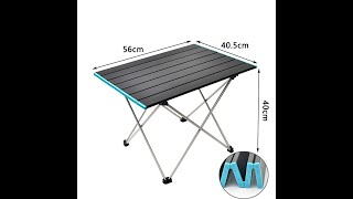 Mesa portátil dobravel 56x40cm alumínio para praia e camping