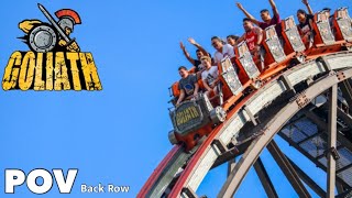 Goliath roller coaster Back Seat POV - Six Flags Great America RMC Wooden Coaster