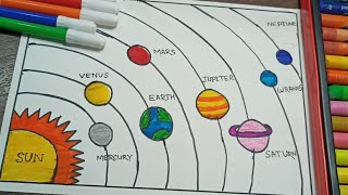 solar system drawing hand circle ll how to draw solar system drawing