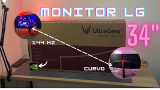 UNBOXING do MONITOR ULTRAWIDE GIGANTE de 34" Curvo com 144hz, 1ms de resposta e  G-Sync! LG 34GL750