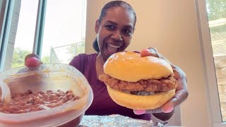 Chicken Filet Sandwich & Baked Beans Mukbang | Too Young To Drive!