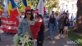 Кишинёв. Блок "Победа". Марш Молодёжи в центре города сегодня утром.22.09.24🇲🇩