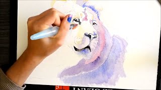 Speed-Painting: Bunter Löwe in Aquarell by Cindy Barillet