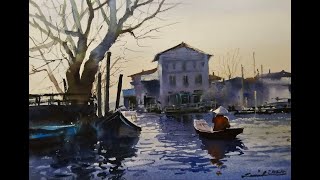 How to paint water Reflections in watercolor