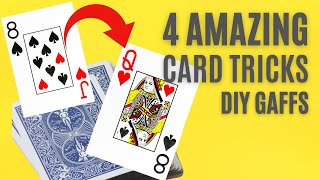 4 EASY CARD TRICKS W/ GAFFS (DIY) YOU CAN DO! #cardtrick #easycardtricks  #cardtrickmagic #easytrick