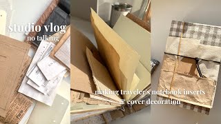 studio vlog | making travelers notebook inserts | cover decoration process | my first junk journal