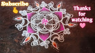 diya rangoli design for Diwali | beautiful rangoli design with dots 122 by Amma 🫰#rangoli #kolam #yt