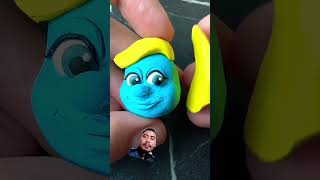 OMG 😨I made Smurfette#sculpting #clay #plasticine #art #smurfcat #smurfette