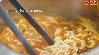 Mama Instant Noodles Oriental Kitchen Hot & Spicy Flavour in boiling water