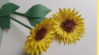 How to make paper sunflower/paper flower/Easy paper flowers/Paper crafts/ Diy paper crafts