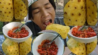 MUKBANG KHÓM CHẤM MUỐI ỚT SIÊU CAY NGON, ĂN KHÓM, CÒN GỌI LÀ TRÁI THƠM