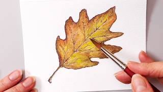 Autumn beauty DIY watercolor greeting card | Oak leaf