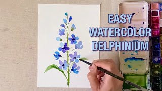 Quick & Easy Watercolor Delphinium For Beginners