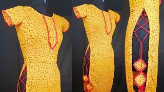 side slit kurti/side dori kurthi cutting and stitching part-2 #sideslitkurti #kurti