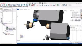 SolidCAM симуляция обработки на 2-х шпиндельном станке. Machining simulation on a 2-spindle machine