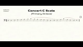 Trombone & Euphonium C Scale Practice in Half Notes (primary octave)