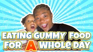 KAIDENCE EATS GUMMY FOODS FOR A DAY!! #gummyfood #challenge #24hourschallenge